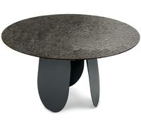 MondoViro Mesa redonda fija de cristal martillado negro y gris ø 120x75h