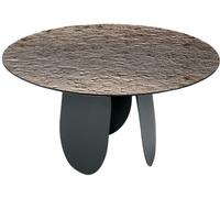 MondoViro Mesa redonda fija de cristal martillado negro y marrón ø 120x75h