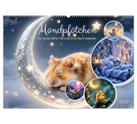 Mondpfötchen - Ein zauberhafter Hamster Gute-Nacht-Kalender (Wandkalender 2027 DIN A2 quer), CALVENDO Monatskalender: Ein Hamster reist durch die Nacht.