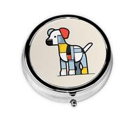 Mondrian - Pastillero portátil para animales pequeños, con 3 compartimentos, se puede poner en la cartera, bolsillo, ligero y cómodo, mini pastillero redondo