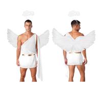 Monduelle Hombre Traje Diablo Y Ángel Hombres Set Mono Sacerdote Disfraz | Túnica Con Tirantes Un Hombro,Traje Disfraz Carnaval,Sets Juego Roles Fiesta Temática,Carnavales,Halloween Cosplay,Rave