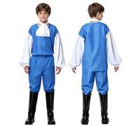 Monduelle Niños Trajes Príncipe Victoriano Conjunto Camisa Con Manga Farol Ropa Disfraz Jugar a Ser Alguien Azul 7-8 años
