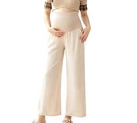 Monduelle Pantalones Mujer Embarazadas El Día A Día Pantalones con Piernas Anchas Embarazo con Faja Apretada Estilo Casual sobre El Vientre Yoga con Bolsillos Beige XL