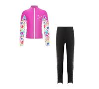 Monduelle Traje Entrenamiento Niña Traje Jogging Infantil Deportivo Chaqueta Deportiva Pantalón Conjunto Ropa Rosa oscuro 11-12 años