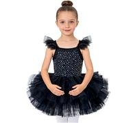 Monduelle Vestido De Baile para Niña Tutu Ballet Princesa Brillante Body Clásico Actuación En El Escenario Negro 5-6 años