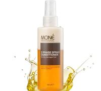 MONÉ PROFESSIONAL - Acondicionador sin Aclarado Bifásico - Cabello Seco y Dañado - con Queratina y Aceite de Argán - Apto para cabello rizado - 150 ml