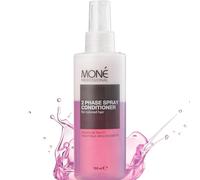 MONÉ PROFESSIONAL - Acondicionador sin Aclarado Bifásico - Cabello Seco y Dañado - con Queratina y Aceite de Argán - Apto para cabello rizado - 150 ml (Rosa)