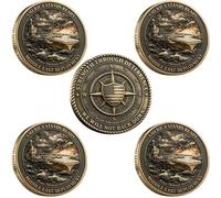 Moneda America Stands Ready Challenge - Edición de despliegue en Oriente Medio con portaaviones y Grabado de Bandera de Estados Unidos, Paz a través de la Fuerza, para Veteranos (5pcs)