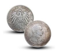 Moneda Antigua Alemania, Monedas Europeas para coleccionistas Raras, colección de Monedas Antiguas, Moneda de Plata Marca Alemana del Imperio alemán, Regalo histórica (German-1914-B)