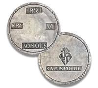 Moneda Antigua española, colección Moneda Oro Escudo España, Monedas conmemorativas para coleccionistas Raras, Monedas de Plata 8 Reales columnarios coleccionables (1821 Fernando VII 30 Sous)