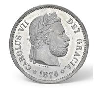 Moneda Antigua española, colección Moneda Oro Escudo España, Monedas conmemorativas para coleccionistas Raras, Monedas de Plata 8 Reales columnarios coleccionables (1874 Carlos VII 5Pesos)