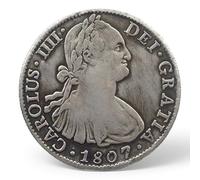 Moneda Antigua española, Monedas Plata 8 Reales columnarios coleccionables, colección Moneda Oro Escudo España, Monedas conmemorativas para coleccionistas Raras (1807 Carlos III 8 Reales)