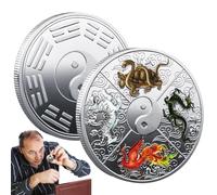 Moneda china, moneda Feng Shui - Moneda de Tai Chi de las Cuatro Grandes Bestias Divinas | Herramienta de rascar para billetes de lotería, moneda antigua I Ching para cumpleaños, Navidad, Pascua,