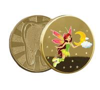 Moneda conmemorativa de la recompensa de los dientes - Impresión de color hidráulico Flor de dientes Moneda conmemorativa | Realista Smoot Gold Tooth Fainn Coinn | Fairy de flores de dientes resist