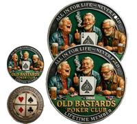 Moneda Conmemorativa del Old Bastards Poker Club, ficha de póquer All in for Life, Never Fold, Moneda Conmemorativa Coleccionable Divertida, para Jugadores y coleccionistas de póquer (2PC)