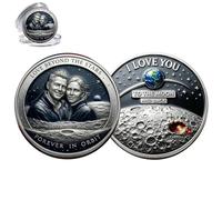 Moneda Conmemorativa Forever in Orbit (por Siempre en Órbita), Monedas Conmemorativas de Temática Romántica Artemis II, Ficha para Parejas Amor Más Allá de Las Estrellas (1pc)