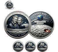 Moneda Conmemorativa Forever in Orbit (por Siempre en Órbita), Monedas Conmemorativas de Temática Romántica Artemis II, Ficha para Parejas Amor Más Allá de Las Estrellas (3pcs)