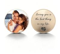 Moneda conmemorativa personalizada, Ficha de desafío con foto, texto o logo, regalo para cumpleaños, aniversario o graduación, token de recuerdo afectuoso, con caja de acrílico incluida (Oro rosa-4CM)