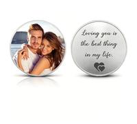 Moneda Conmemorativa Personalizada, Ficha de desafío con Foto, Texto o Logo, Regalo para cumpleaños, Aniversario o graduación, Token de Recuerdo afectuoso, con Caja de acrílico incluida (Plata-4CM)
