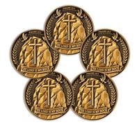 Moneda cristiana con versículo bíblico del Salmo 18:2, diseño de roca y cruz, recuerdo de fe y fuerza, regalo inspirador religioso (paquete de 5)