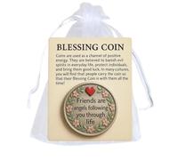 Moneda de bendición de la amistad, Friends are Angels Following You Through Life con tarjeta de apoyo emocional, monedas de bendición de amistad de bolsillo, regalos de recuerdo para mejores amigos y