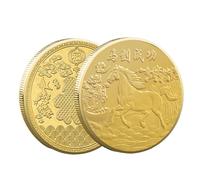 Moneda de Caballo del zodíaco Chino - Dije conmemorativo de Oro 2026, ficha de la Suerte de Año Nuevo, Medalla Decorativa de, Mini Coleccionable, Accesorio de Recuerdo | Decoración de