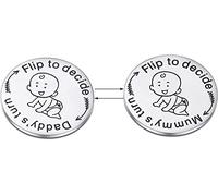 Moneda de decisión divertida para nuevos padres, regalo de baby shower, acero inoxidable grabado, regalos para bebé recién nacido, decisión de moneda abatible