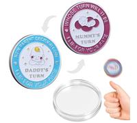 Moneda de decisión papá mamá, nuevos padres regalos para nacimiento, regalo para futuras madres, papá, regalo de embarazo, regalos de bautizo para niñas, niños, bebé, moneda de decisión con caja de