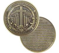 Moneda de desafío cristiano con Efesios 2:20-22 grabado de versículos bíblicos