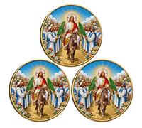 Moneda de desafío cristiano de Jesús, aleación de zinc de doble cara de 1.57 pulgadas, ficha de bolsillo con versículos bíblicos del Domingo de Ramos de Jesús, funda protectora incluida