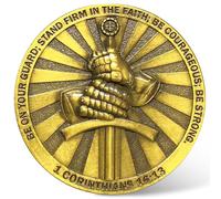 Moneda de desafío cristiano Faithful Guardian - Mantente firme, sé valiente, versículos de la Biblia de bolsillo, regalo militar