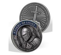 Moneda de desafío de caballero templario, diseño de caballero de luz y Excalibur, monedas masónicas inspiradoras, lealtad, honor, hermandad, regalo ideal para entusiastas de la historia, la fe y los