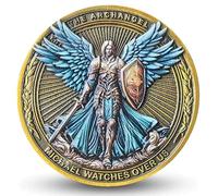 Moneda de desafío del arcángel Miguel - Moneda cristiana de 1.57 pulgadas con Salmo 91:10-11, protección de ángel y símbolo de fe