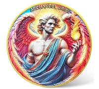 Moneda de desafío del arcángel Uriel - Medallón de orientación espiritual con oración por protección y sabiduría