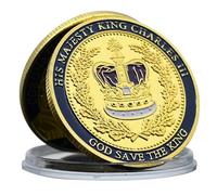 Moneda de desafío del rey británico Carlos III Dios Salve al Rey, medalla de metal, recuerdo artesanal