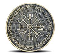 Moneda de desafío Vegvisir de brújula vikinga, diseño rúnico nórdico, regalo único para entusiastas de la mitología vikinga y nórdica