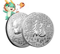 Moneda de dragón genérico, Moneda de colección de insignias conmemorativas de doble cara - Insignia conmemorativa tradicional china para el próximo año nuevo