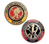 Moneda de Efesios 6:11-18 con texto en inglés "Put on The Armor of God", regalo para bomberos