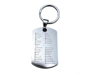 Moneda de entrenamiento Cw para radio aficionada, acero inoxidable para código morse, llavero de práctica con símbolos grabados para principiantes que aprenden señales de onda continua, acabado negro