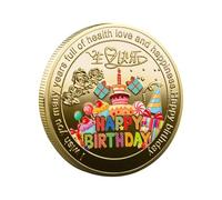 Moneda de la suerte de feliz cumpleaños - Moneda de arte de metal | Te deseo muchos años llenos de salud, amor y felicidad, Cake Art Coin, Moneda de bendición, Moneda conmemorativa para niños