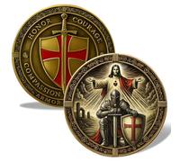 Moneda de oración de caballero templario, poner toda la armadura de Dios, moneda templaria de caballero, símbolo de fe y protección, regalos de persona religiosa para cristianos (1 unidad)