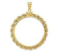 Moneda de oro | Hoja de arce canadiense de 1 onza | 30 mm | tapa de rosca | Borde de cuerda elegante marco colgante de bisel de monedas | Oro macizo de 14 quilates, Rope Style #3, Metal, No es una