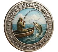 Moneda de pesca de la suerte, ficha de metal de estilo vintage para buena suerte, símbolo de pescador de la suerte, una moneda para traerte buena suerte, regalo único para entusiastas de la pesca