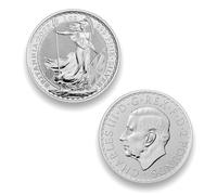 Moneda de plata Britannia, Reino Unido. 31,1g (onza). Incluye cápsula.