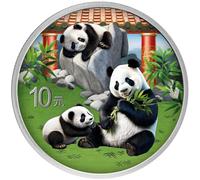Moneda de plata China Panda 2024 30 gramos color en cápsula con tarjeta de producto plata BU World of Coins