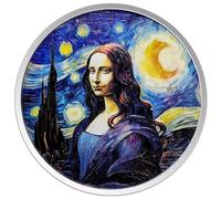 Moneda de Plata de 1 Oz - Fiji - Mona Lisa x Van Gogh Color 2024-1 Oz Color Plata