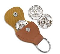 Moneda de sobriedad de 6 meses para tu propio yo sé verdadero AA chips y medallones con llavero de piel sintética, regalos de sobriedad para celebrar alcohólicos, recuperación anónima, regalos de