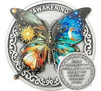 Moneda de sobriedad de mariposa renacida - Medallas de plata de Alcohólicos Anónimos - Fichas de afirmación NA AA - Fichas de celebración de vida limpia - Regalos para hombres y mujeres para la