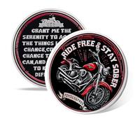 Moneda de sobriedad de Ride Free, chip de la libertad de motocicleta y medalla AA regalo para alcohólicos Anónimos y Medalla de recuperación de adicciones para hombres y mujeres