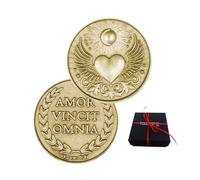 Moneda del amor para suerte y protección: "Amor Vincit Omnia" - Idea de regalo para mujer, hombre, mamá, abuelos - San Valentín, cumpleaños, celebraciones - Metal chapado en oro - Made in Italy
